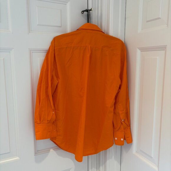 Zara Oversized Orange Poplin Button-down - Picture 3 of 4